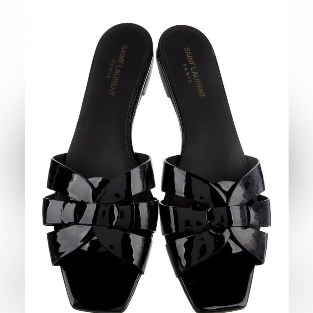 Saint Laurent tribute sandals black patent